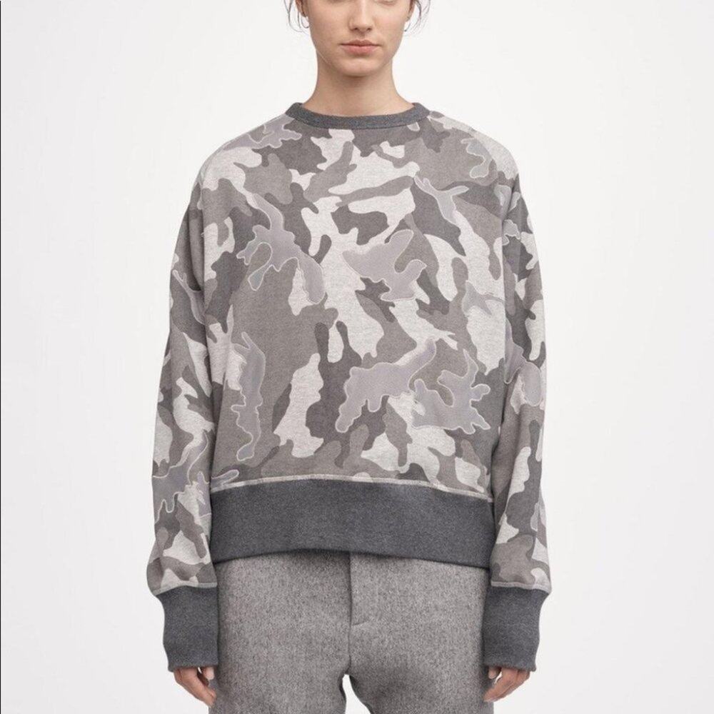 Rag & Bone Women's Mesh Camouflage Racer Long Sleeve Sweatshirt Size Large